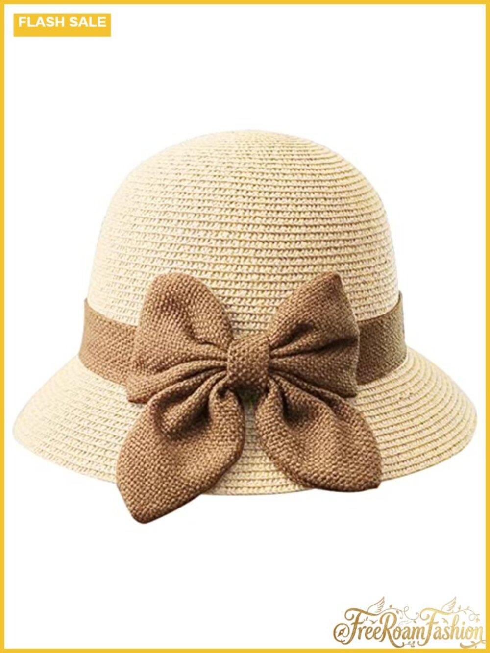 Raffia Straw Sun Hat Cloche Foldable Packable Summer Beach Vacation Hat